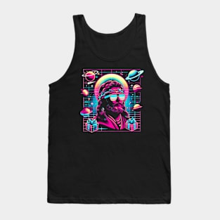 COOL JESUS SUNGLASS OUTERSPACE RETRO 80'S NEON VIBE Tank Top